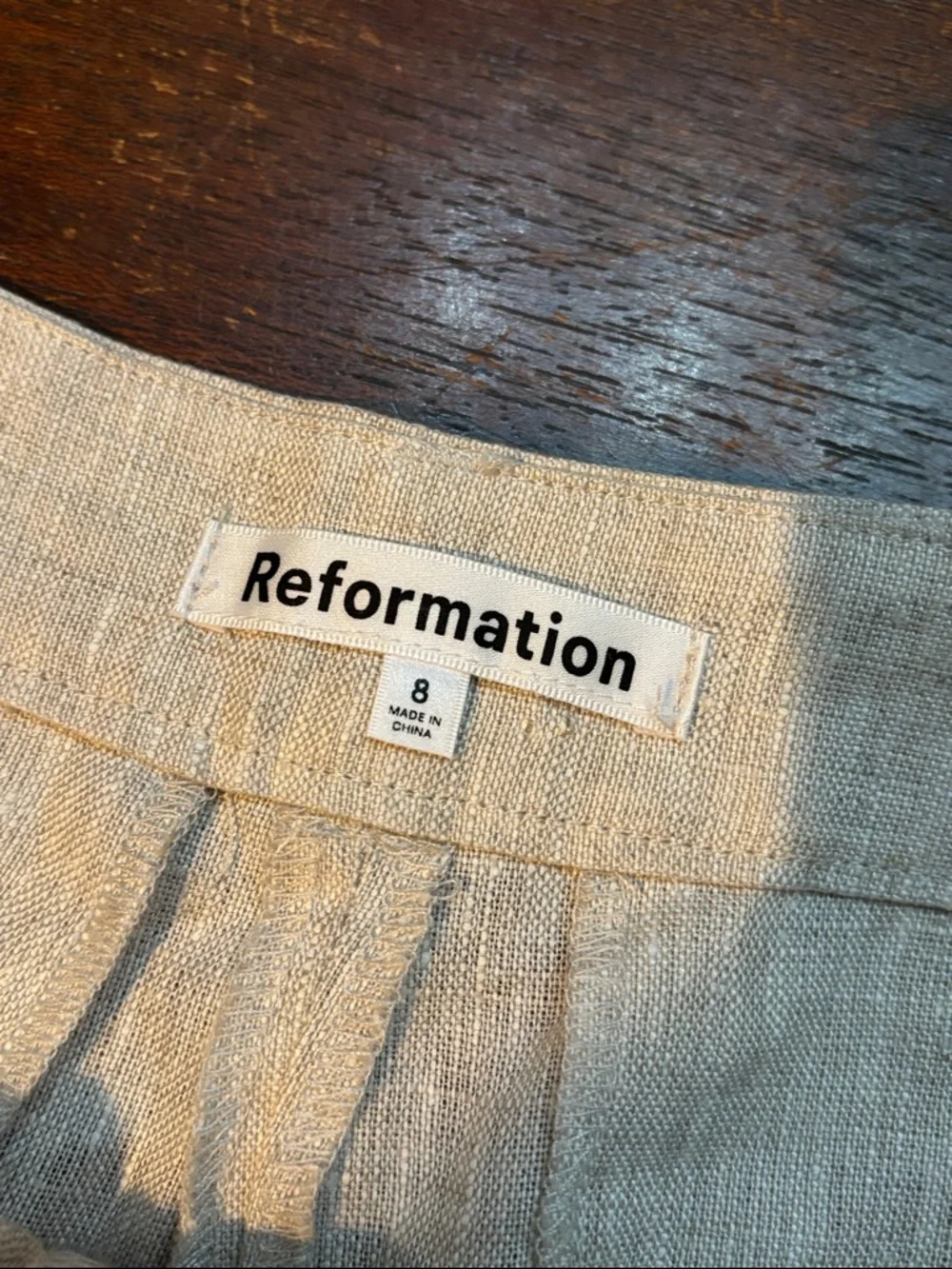 Reformation‎ Neutral Linen Straight-Leg Pants